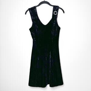 Vintage 90s Betsey Johnson New York Black Velvet Dress Rhinestone Small